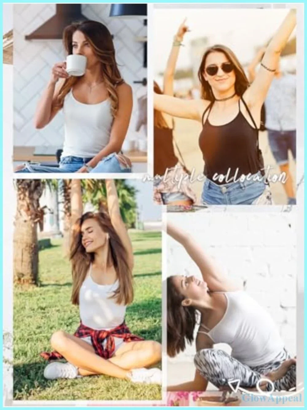4 Pack Modal Camisole Tops Adjustable Straps Seamless Undershirt Layering Tanks